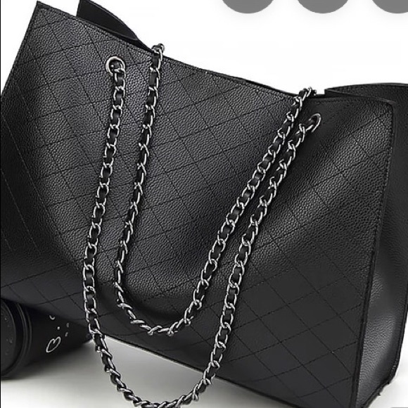 Bags Beautiful Black Leather Bag With Chain Straps Poshmark